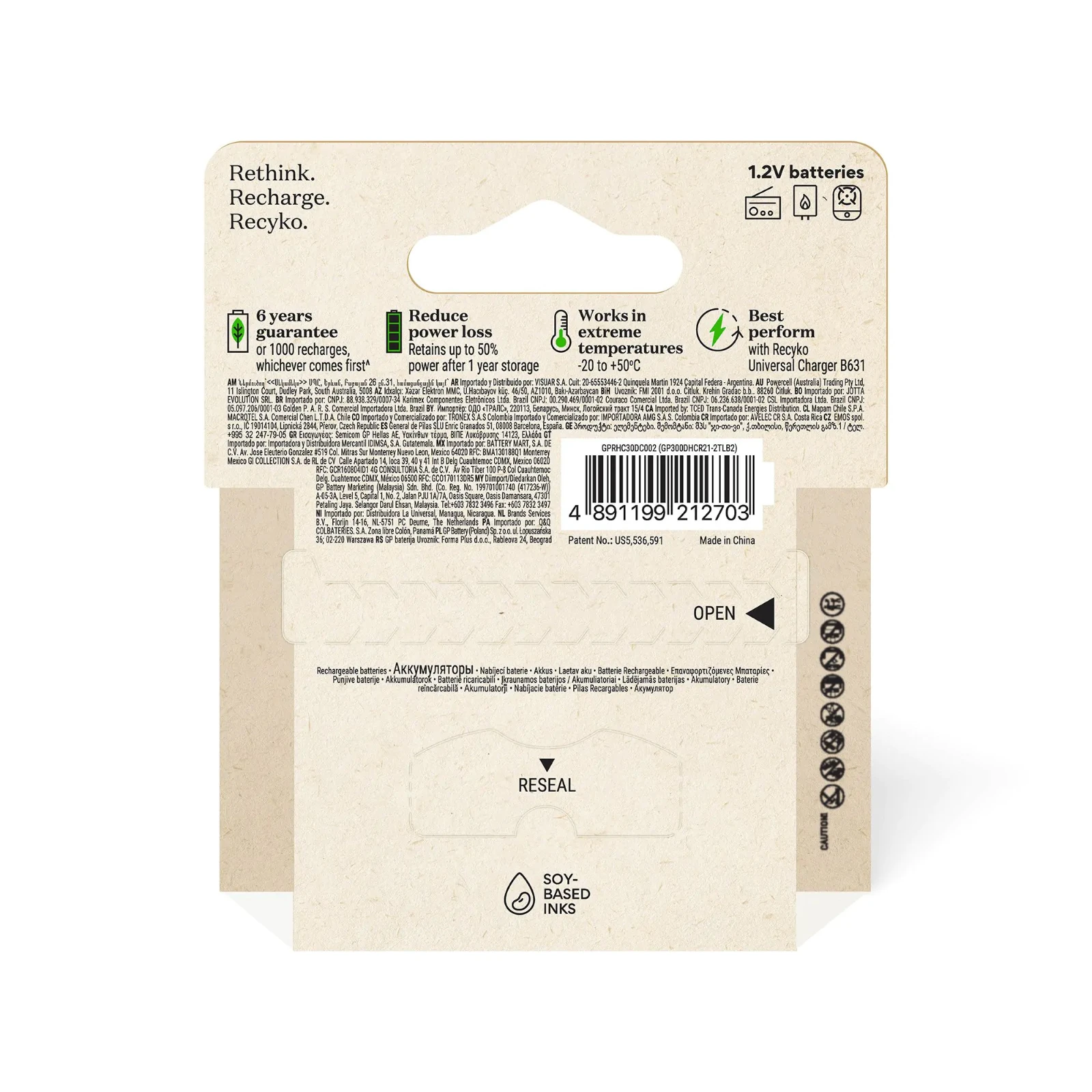 GP Oplaadbare AA batterij 2100mAh ReCyko NiMH (4 stuks)