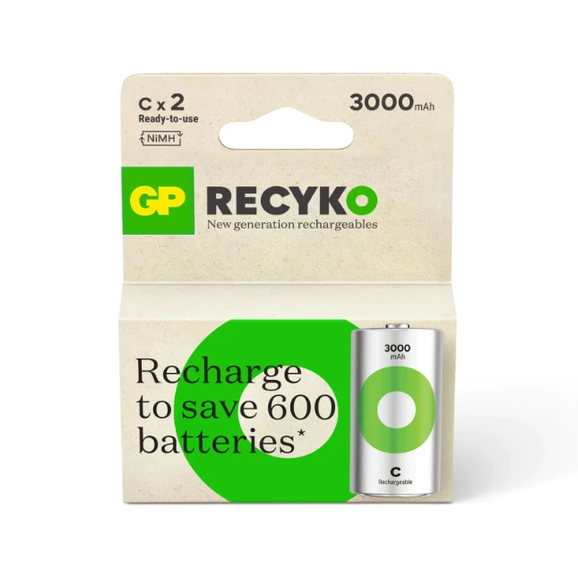 GP Oplaadbare C batterij 3000mAh ReCyko NiMH (2 stuks)