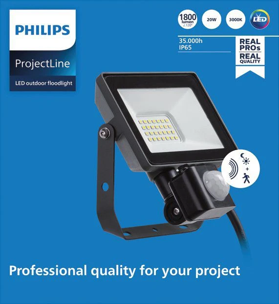 Philips ProjectLine Schijnwerper Floodlight 20W 3000K met sensor