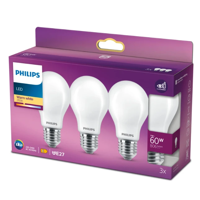 Philips LED Filament Classic 60W E27 A60 WW FR ND (3 stuks)