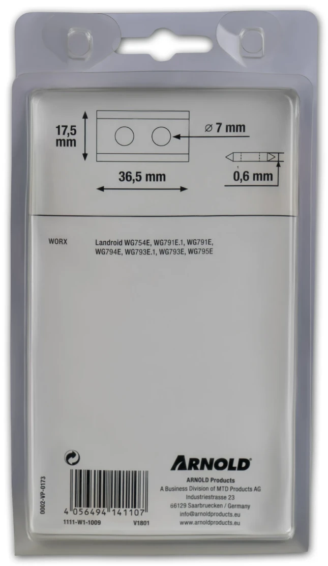 Arnold Tin-Cut Lames De Remplacement Worx 9pc