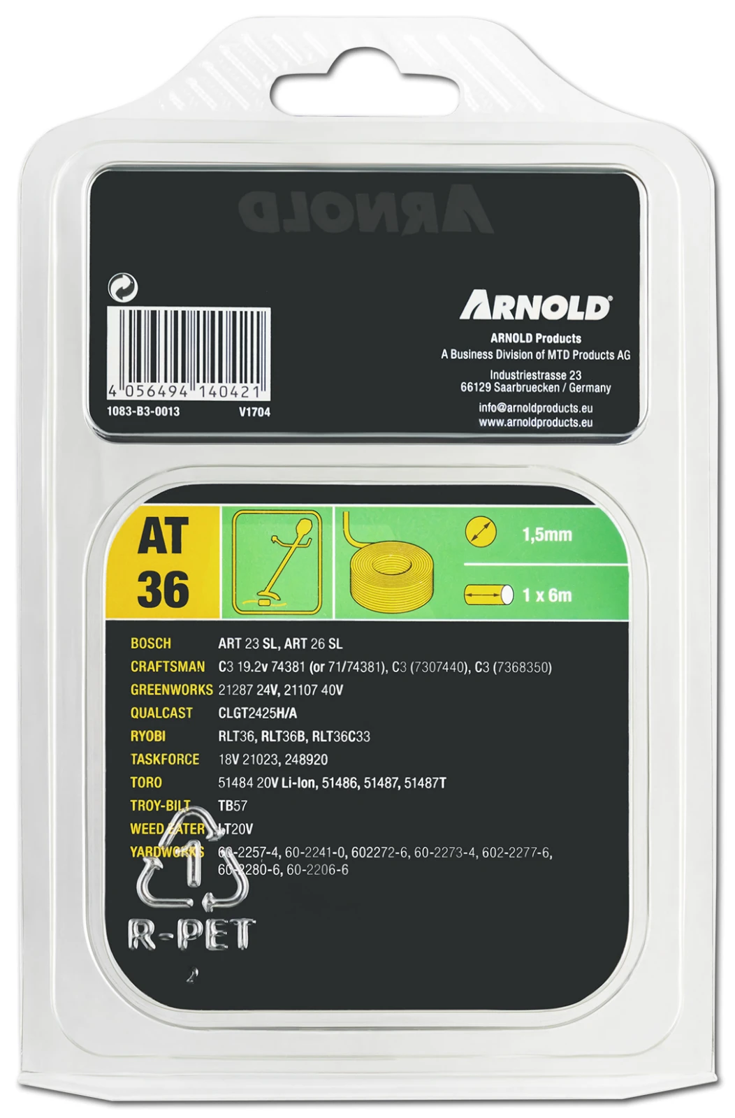 Arnold Tête Fil & Bobine 1-5X6M Bosch Ryobi, Gw