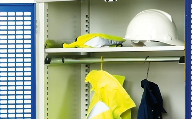bott Verso kast gevleugelde deuren 1050x550x2000mm 4 legborden 1 rail RAL 7035