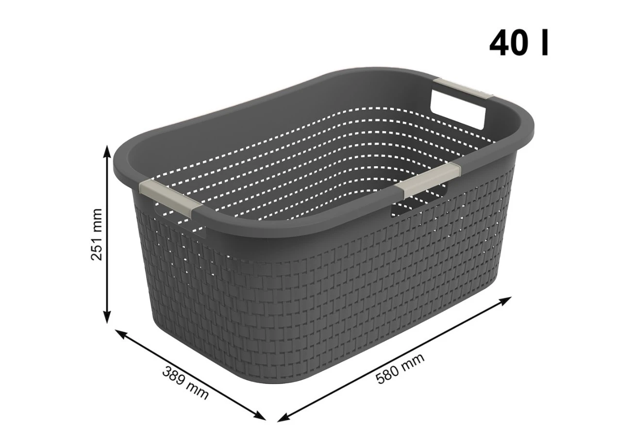 Rotho Wasmand 40 l COUNTRY antraciet