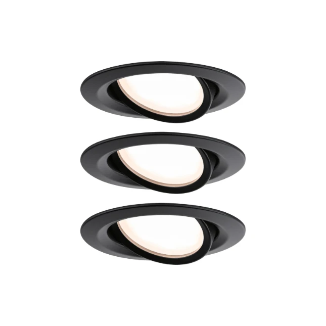 Paulmann LED-inbouwlamp Nova Plus Coin basisset IP65 6W zwart O93mm - 3-spots