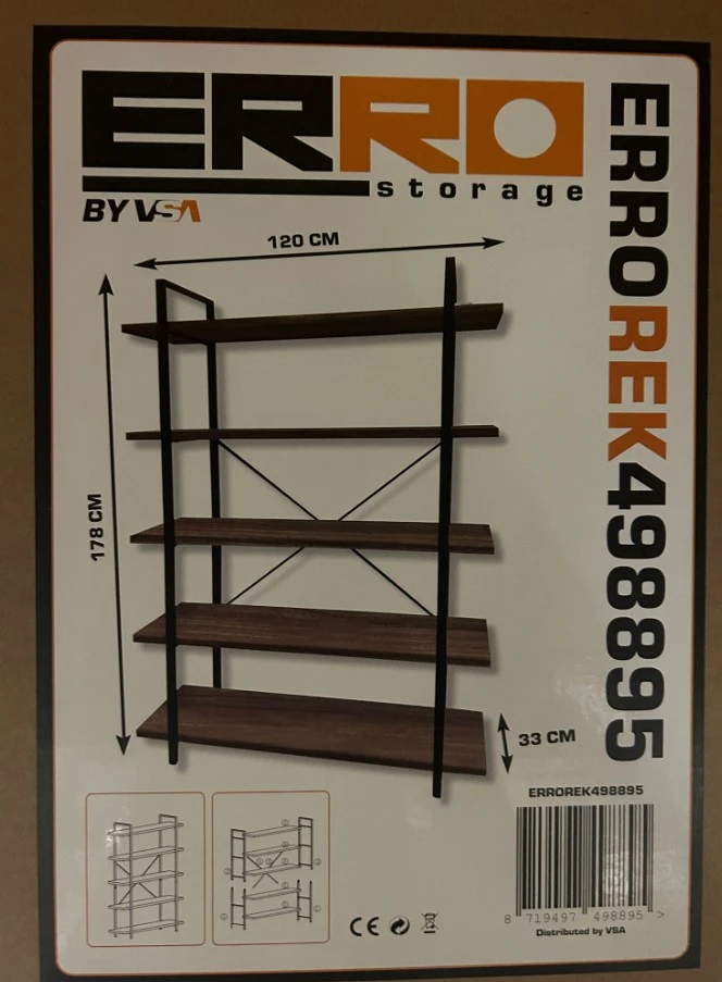 ERRO Boekenrek - 5 planken - 120x33x178