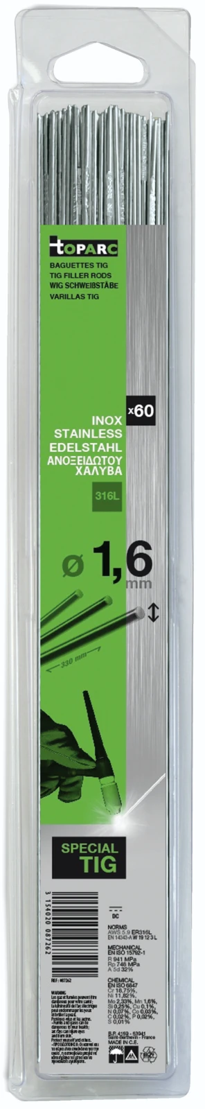 GYS Lastoevoeg TIG RVS 316L O1,6 x 330 mm (60 stuks)