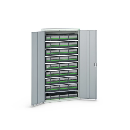 bott Verso magazijnkast 8 legborden en 36 bottBoxen RAL 7035