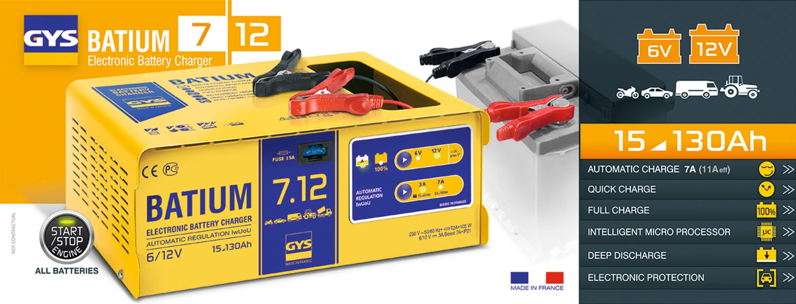 GYS-CHARGEUR AUTOMATIQUE BATIUM 7.12