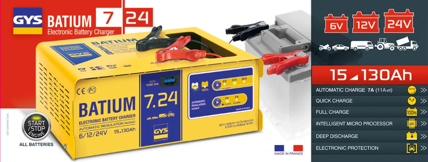 GYS-CHARGEUR AUTOMATIQUE BATIUM 7.24