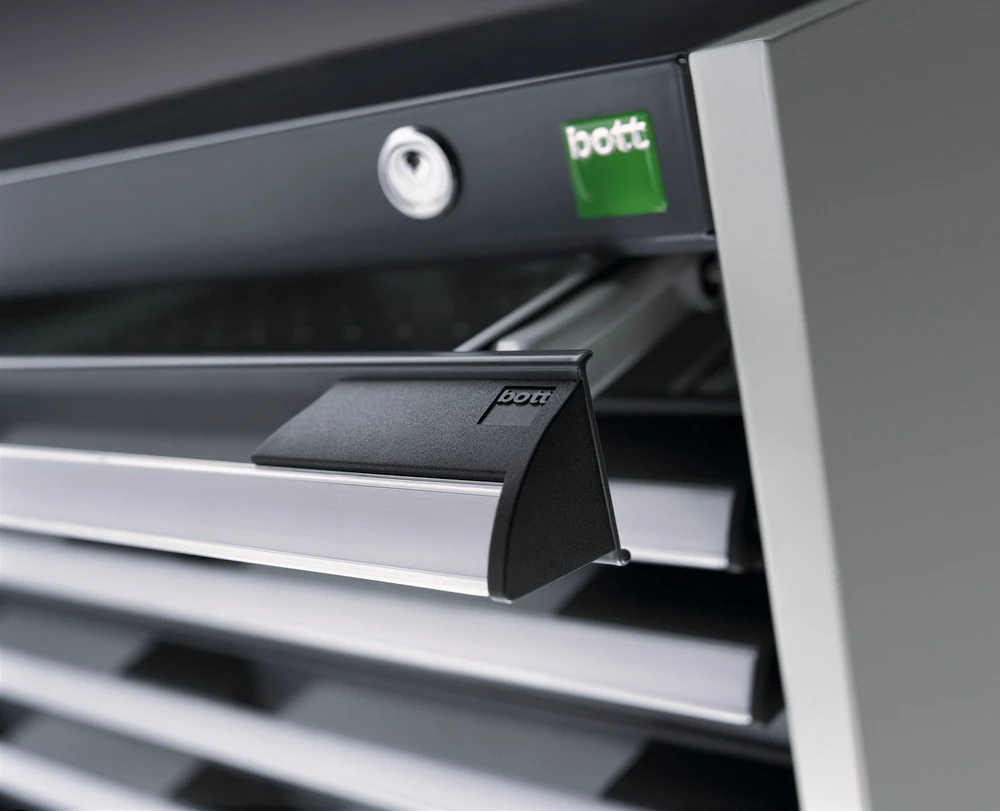bott Cubio schuifladenkast hoogte 1600 mm 11 laden RAL 5010