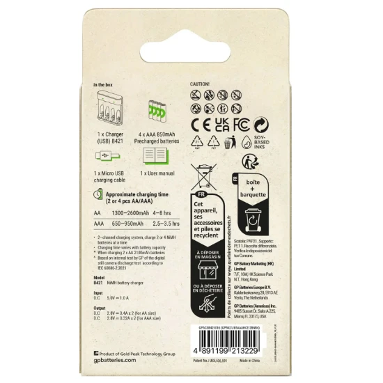 GP USB batterijlader Recyko met 4x AAA 850 mAh