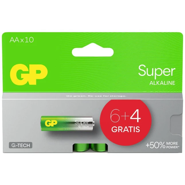 GP AA Alkaline batterij Super G-TECH 1,5V (10 stuks)