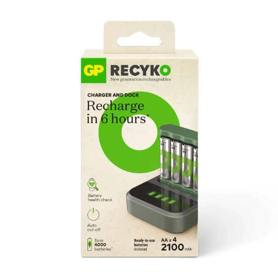 GP USB batterijlader B421 4x ReCyko AA + docking station