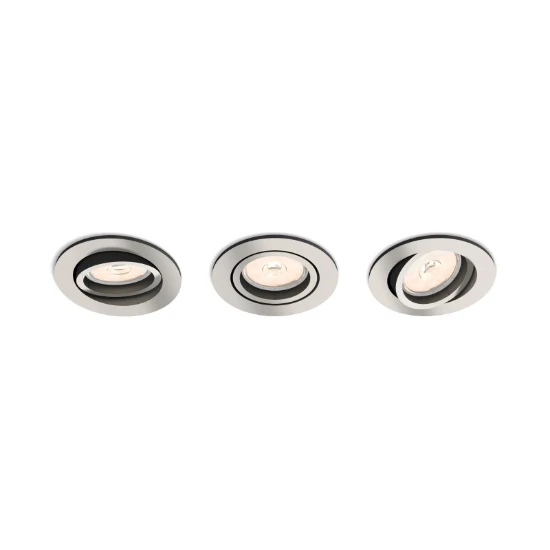 Philips LED-Inbouwspot Donegal rond 5.5W mat chroom (3 stuks)