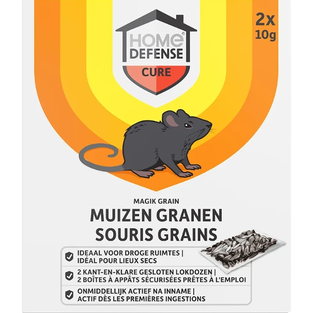 Home Defense Muizenlokdoos met granen (2 stuks)