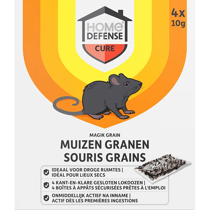 Home Defense Muizenlokdoos met granen  (4 stuks)