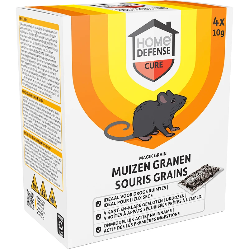 Home Defense Muizenlokdoos met granen  (4 stuks)