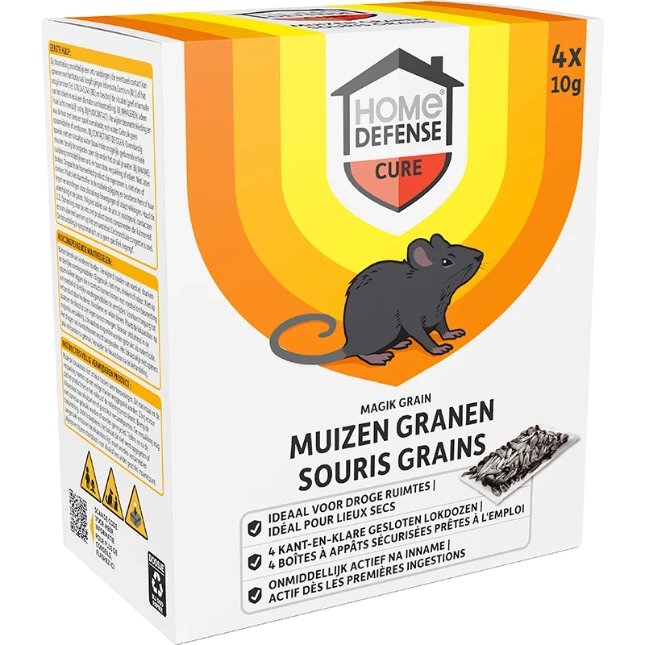 Home Defense Muizenlokdoos met granen  (4 stuks)