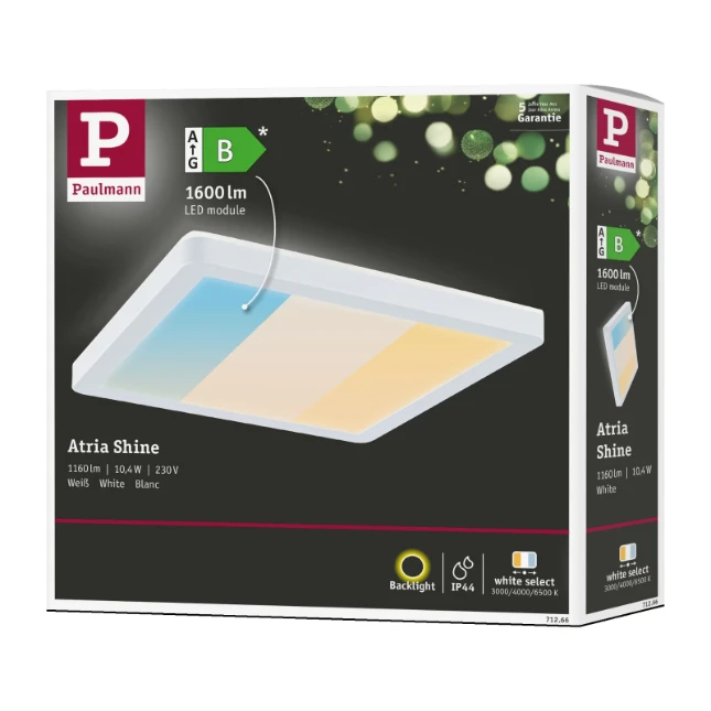 Paulmann LED-paneel Atria Shine vierkant 190x190mm 15,7W wit