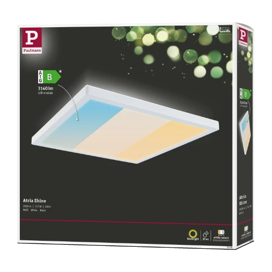 Paulmann LED-paneel Atria Shine vierkant 298x298mm 15,7W wit