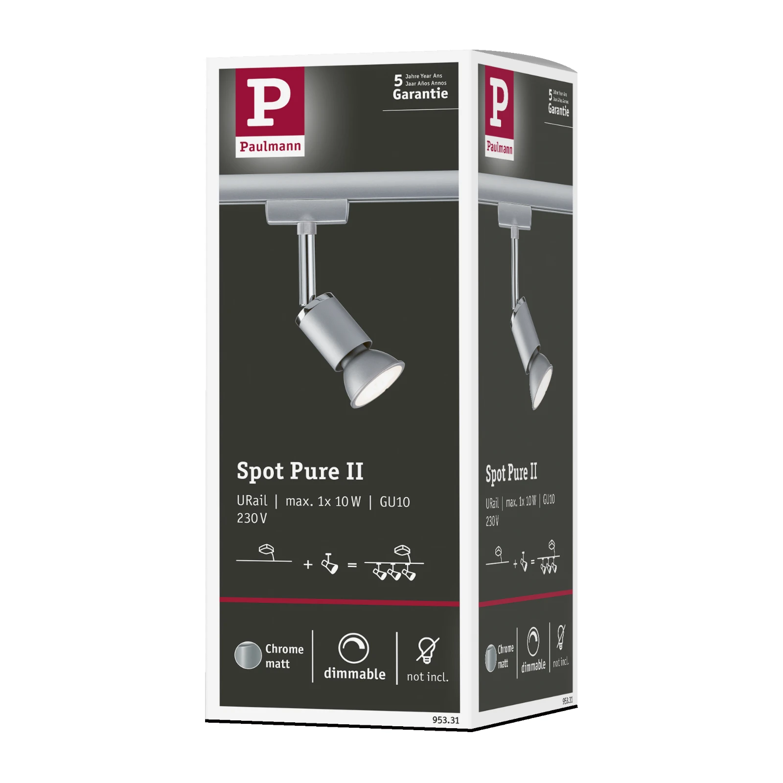 Paulmann URail Spot Pure II 10W GU10 dimbaar mat/chroom