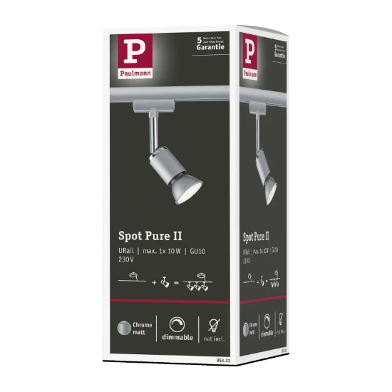 Paulmann URail Spot Pure II 10W GU10 dimbaar mat/chroom