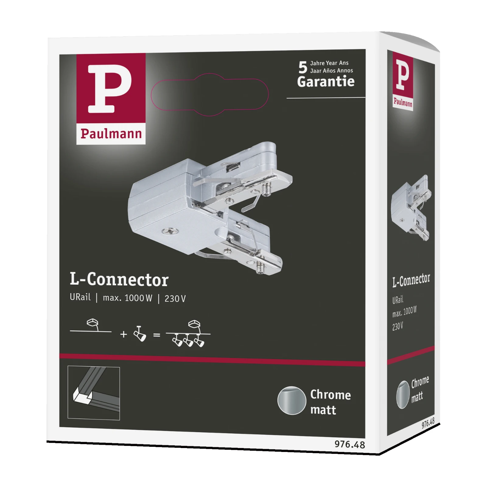 Paulmann URail LED L-stukverbinding 1.000W chroom mat
