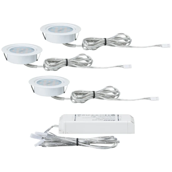 Paulmann Meubel inbouwspot LED 4,5W wit/metaal O65mm (set van 3)