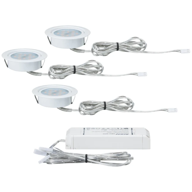 Paulmann Meubel inbouwspot LED 4,5W wit/metaal O65mm (set van 3)