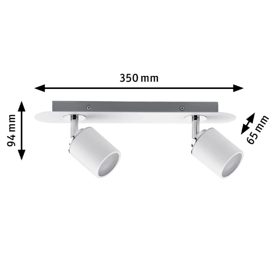 Paulmann Spotlight Tube IP44 10W GU10 wit - 2-spot