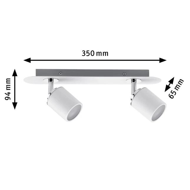 Paulmann Spotlight Tube IP44 10W GU10 wit - 2-spot