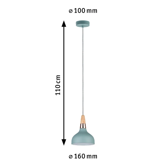 Paulmann Neordic Hanglamp Juna O16cm 20W E14 mint/koper