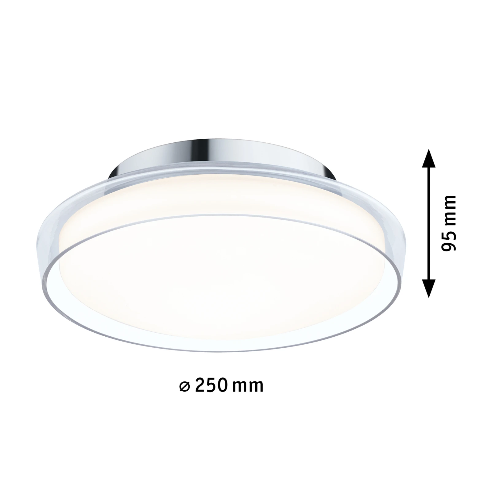Paulmann LED-plafondlamp Luena 3000K IP44 glas/chroom