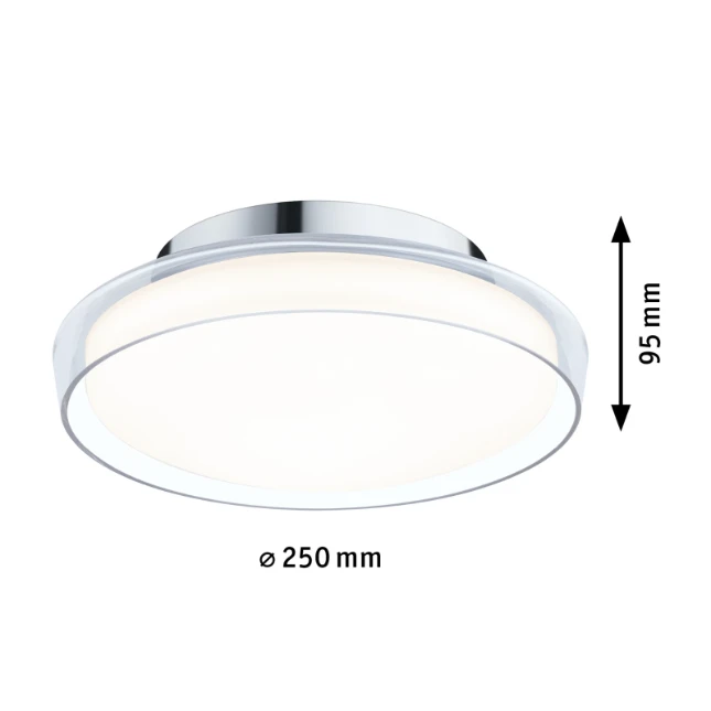 Paulmann LED-plafondlamp Luena 3000K IP44 glas/chroom