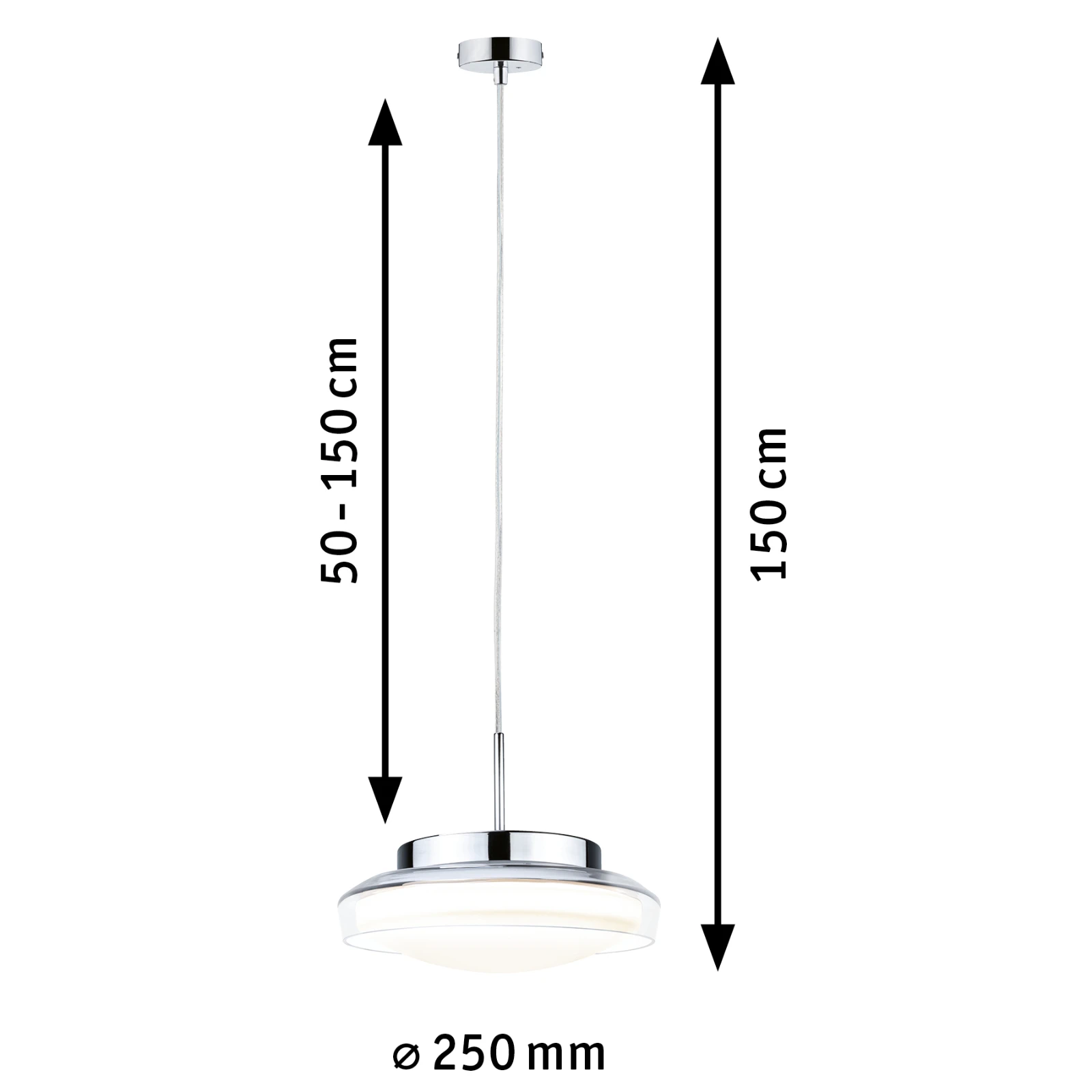 Paulmann LED-hanglamp Luena 3000K IP44 glas/chroom