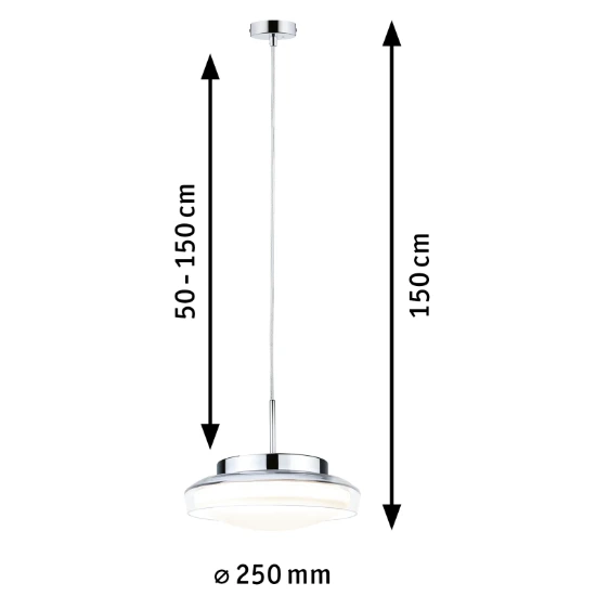 Paulmann LED-hanglamp Luena 3000K IP44 glas/chroom