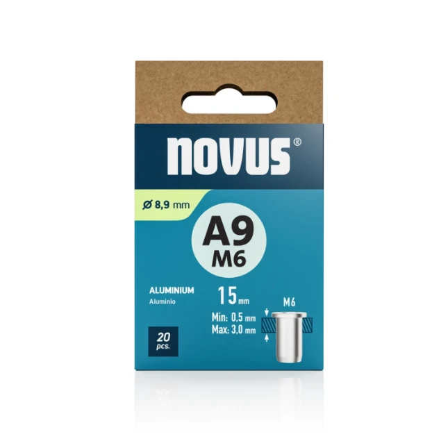 Novus Blindklinkmoer M6x15 mm Aluminium (20 stuks)
