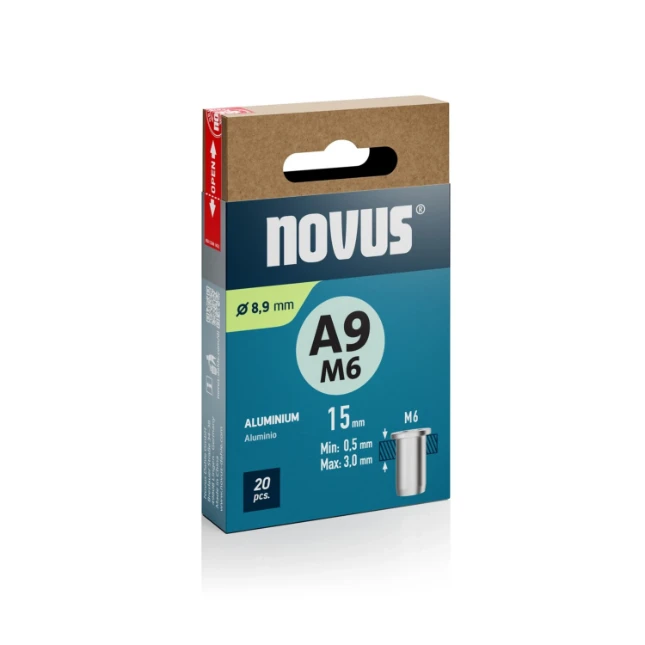 Novus Blindklinkmoer M6x15 mm Aluminium (20 stuks)