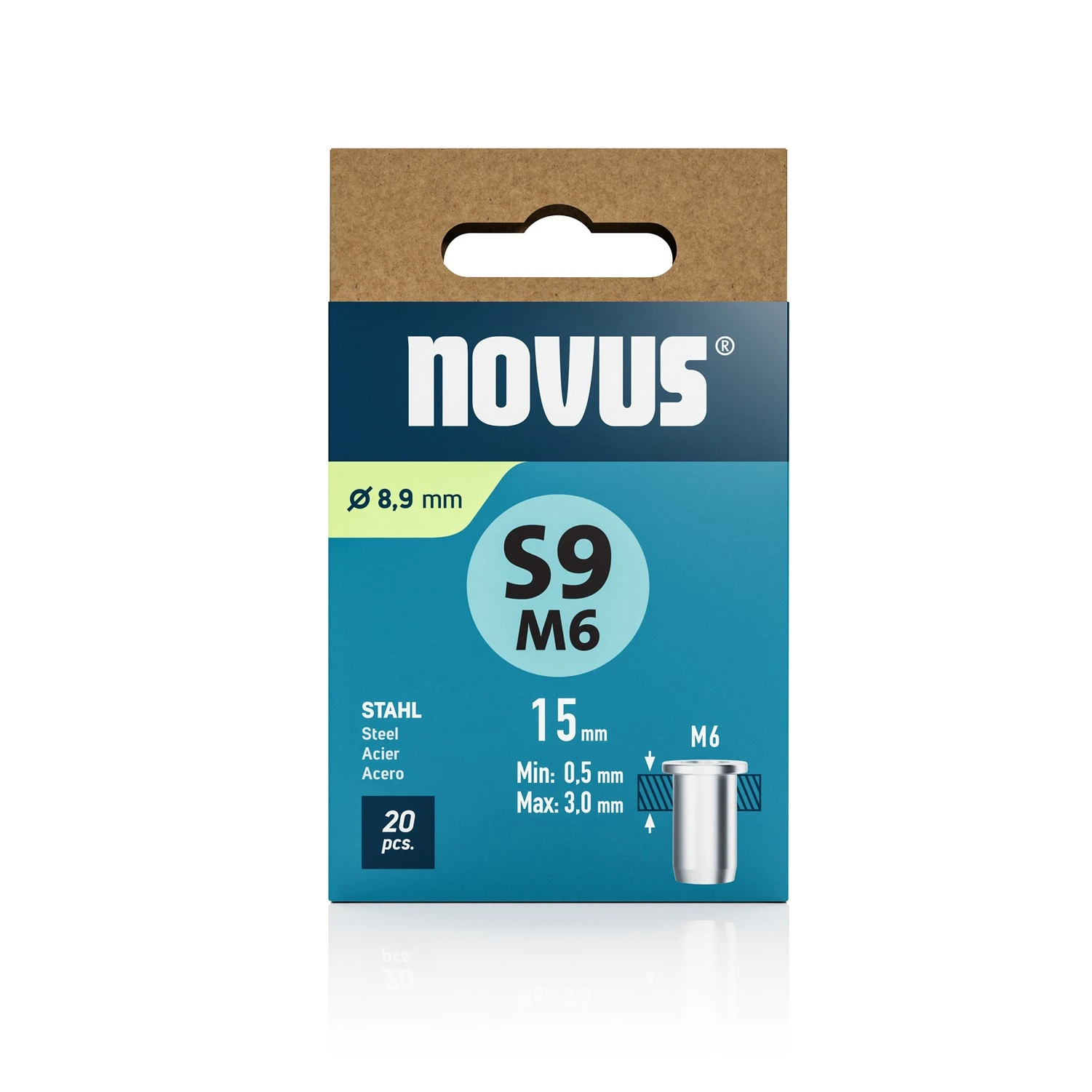 Novus Blindklinkmoer M6x15 mm Staal (20 stuks)