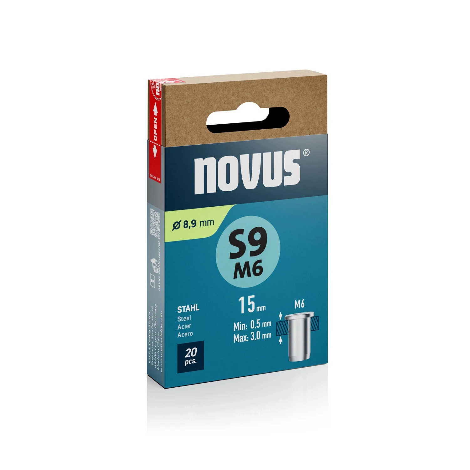Novus Blindklinkmoer M6x15 mm Staal (20 stuks)