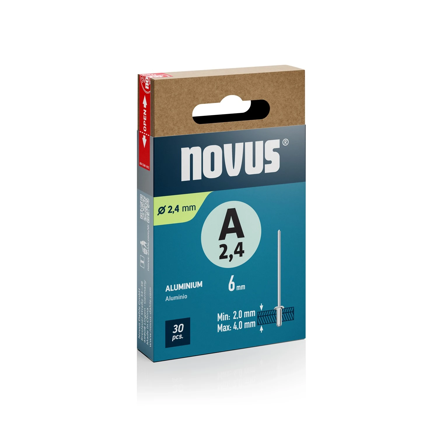 Novus Blindklinknagel A2,4x6 mm Aluminium (30 stuks)