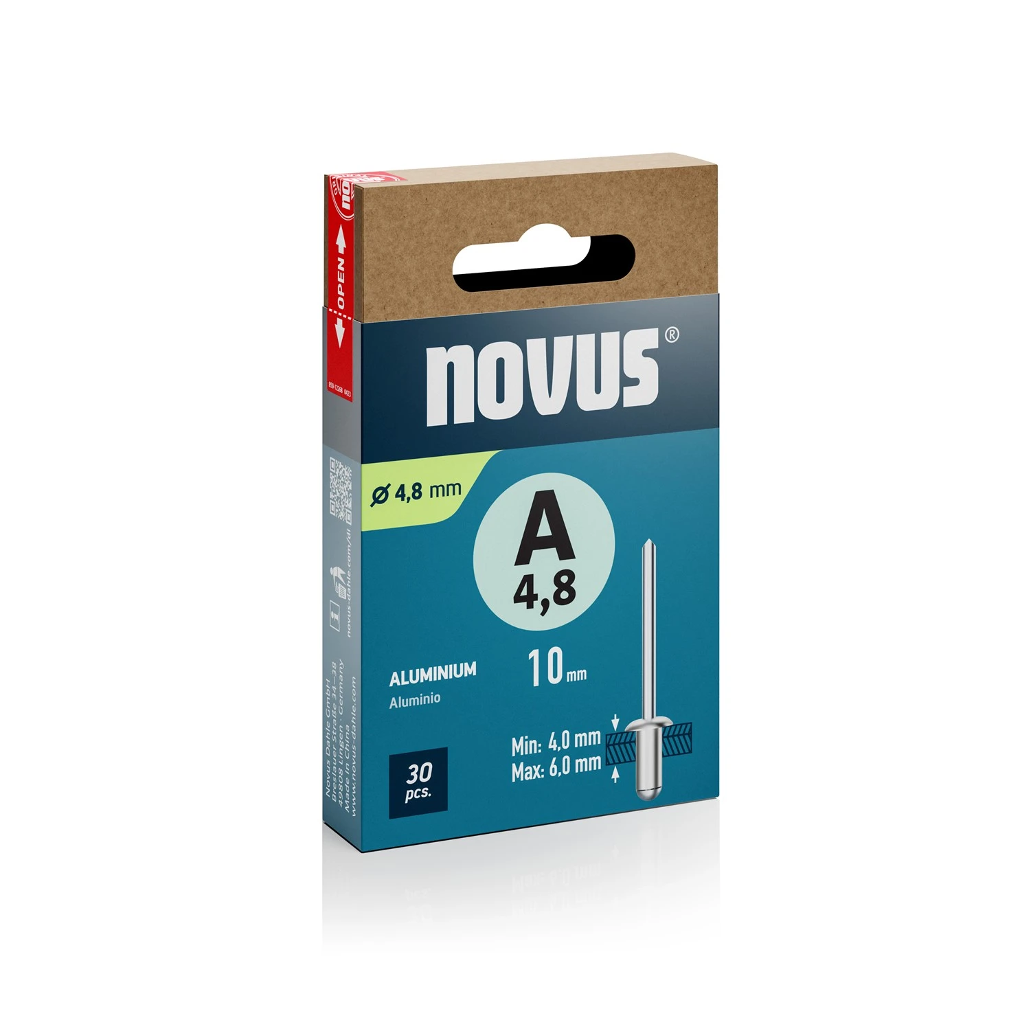 Novus Blindklinknagel A4,8x10 mm Aluminium (30 stuks)