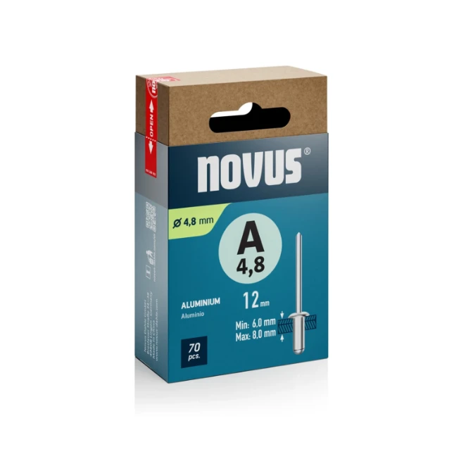 Novus Blindklinknagel A4,8x12 mm Aluminium (70 stuks)