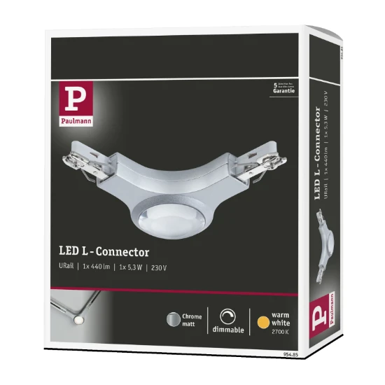 Paulmann URail LED L-stukverbinding 5,3W dimbaar chroom mat