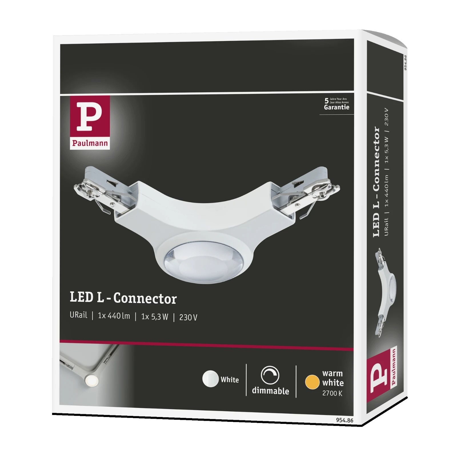 Paulmann URail LED L-stukverbinding 5,3W dimbaar wit