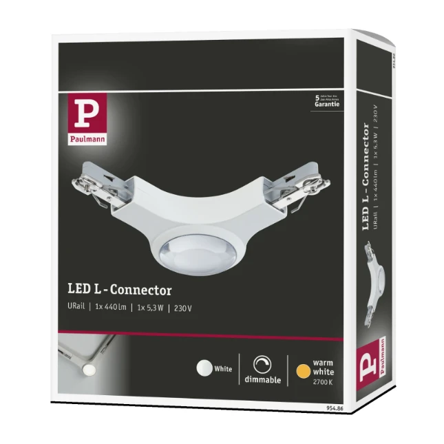 Paulmann URail LED L-stukverbinding 5,3W dimbaar wit