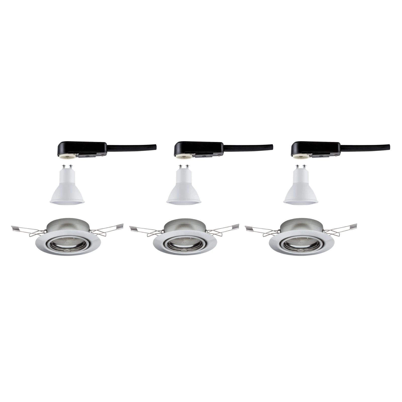 Paulmann LED-inbouwspot Base bassiset 5W GU10 staal O90mm - 3-spots