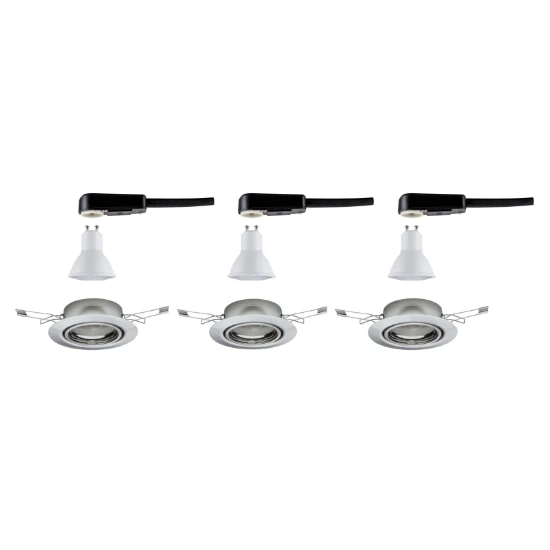 Paulmann LED-inbouwspot Base bassiset 5W GU10 staal O90mm - 3-spots