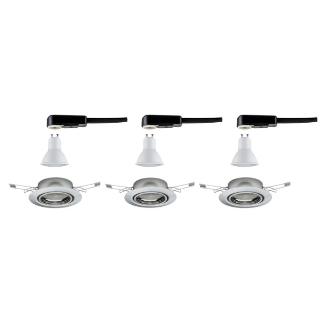 Paulmann LED-inbouwspot Base bassiset 5W GU10 staal O90mm - 3-spots